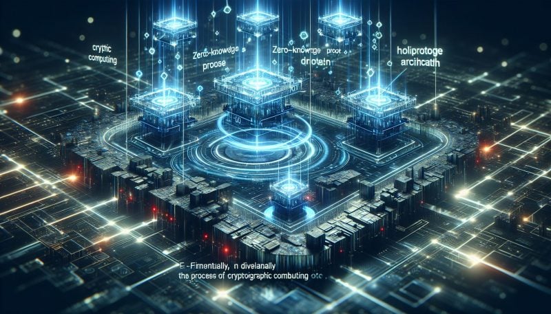 Conceptual image of a futuristic digital network with zero-knowledge proof nodes related to the Lagrange crypto startup